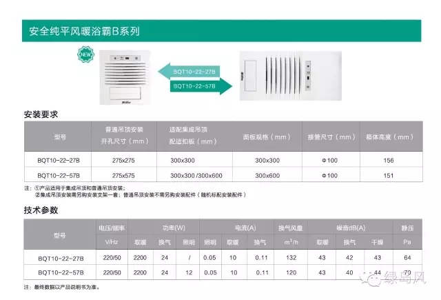 綠島風風暖浴霸換氣扇參數(shù)